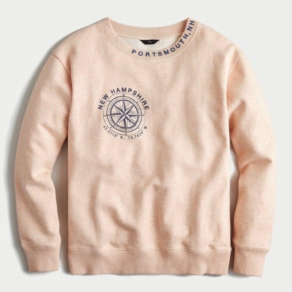 NEW J Crew Portsmouth, New Hampshire Sweatshirt S M Original Cotton Terry NWT